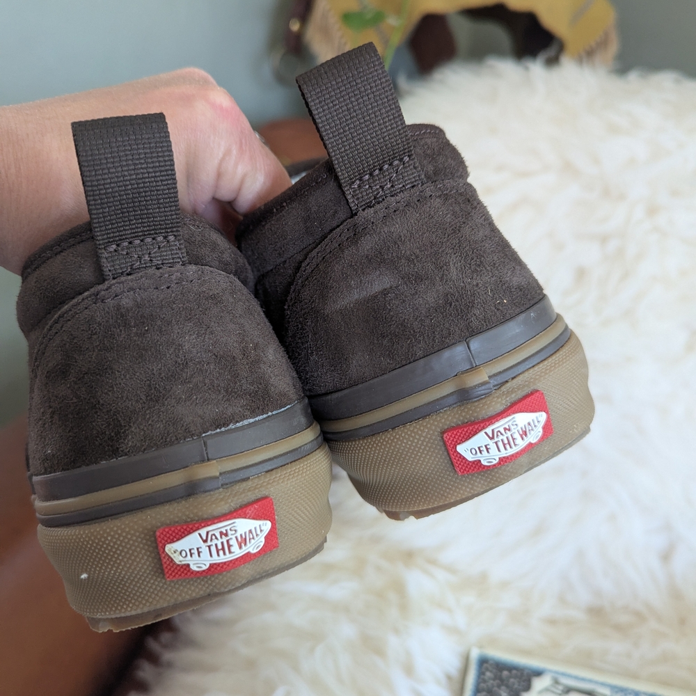 Vans Brown Suede Sherpa Lined Slip-On Shoes - Picture 4 of 10